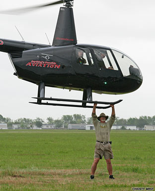 Anvil Brother Mad Max plays with the helicopter