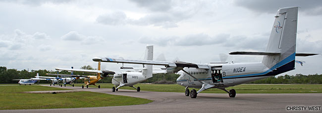 Casa and five of the six Otters lined up for takeoff