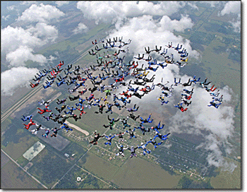 Slideshow from the 2007 150-way Texas State Record skydiving formation