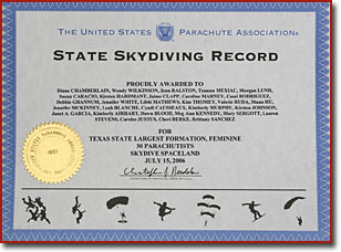 Female Texas State Record award
