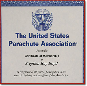 Steve's 30-year certificate