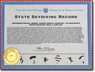 Texas State Record award
